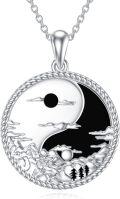 wholesale 925 Sterling Silver Yin Yang Mountain Pendant Necklace for Nature Lovers and Hikers-0-0
