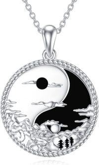 wholesale 925 Sterling Silver Yin Yang Mountain Pendant Necklace for Nature Lovers and Hikers-Yin Yang Mountain Necklace