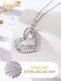wholesale S925 Sterling Silver Mom Necklaces Wholesale with Cubic Zircon Birthstone - Heart Pendant Jewelry Gift for Women, Mother, Mother-in-Law - Birthday, Mothers Day, Anniversary-0-4