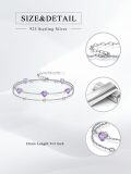wholesale 925 Sterling Silver & 5A Cubic Zirconia Heart Charm Bracelet - Elegant Double Strand Design, February Birthstone Gift for Women-0-5