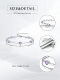 wholesale 925 Sterling Silver & 5A Cubic Zirconia Heart Charm Bracelet - Elegant Double Strand Design, February Birthstone Gift for Women-0-5