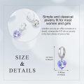 wholesale 925 Sterling Silver Purple Crystal Heart Drop Huggie Hoop Earrings for Women's Gifts-0-4
