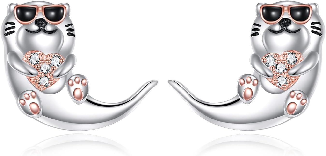 wholesale 925 Sterling Silver Cat Stud Earrings for Women s-0-0