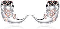 wholesale 925 Sterling Silver Cat Stud Earrings for Women s-Otter