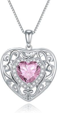 wholesale 925 Sterling Silver with 12 Birthstones Heart Celtic Necklace for Her-10-Oct-Tourmaline