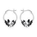 wholesale 925 Sterling Silver Cute Bat Black Enamel Hoop Earrings For Women Halloween Jewelry-0-0