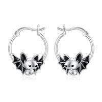 wholesale 925 Sterling Silver Cute Bat Hoop Earrings-Bat