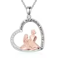 TOUPOP Sterling Silver & Stone Mom Daughter Necklace, I Love You Mom Jewelry Gift-0-0