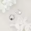 wholesale 925 Sterling Silver Black Enamel Panda Charm Huggie Hoop Earrings Wholesale for Women-0-2
