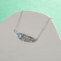 wholesale 925 Sterling Silver 925 Feather Pendant Necklace w/ Turquoise Stone - Native American Style Jewelry for Women-0-4