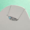 wholesale 925 Sterling Silver 925 Feather Pendant Necklace w/ Turquoise Stone - Native American Style Jewelry for Women-0-4
