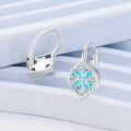 wholesale 925 Sterling Silver Turquoise Four-Leaf Clover Drop Earrings-0-1