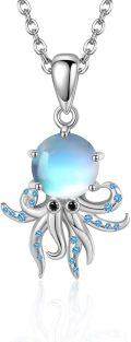 wholesale 925 Sterling Silver Opal Octopus Pendant Necklace for Women Girls Mothers Day Gift-0-0