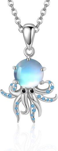 wholesale 925 Sterling Silver Opal Octopus Pendant Necklace for Women Girls Mothers Day Gift-Octopus