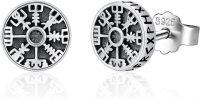 wholesale 925 Sterling Silver Black Onyx Zircon Celtic Viking Stud Earrings Hypoallergenic Punk Gothic Jewelry for Women Men-Compass-Compass