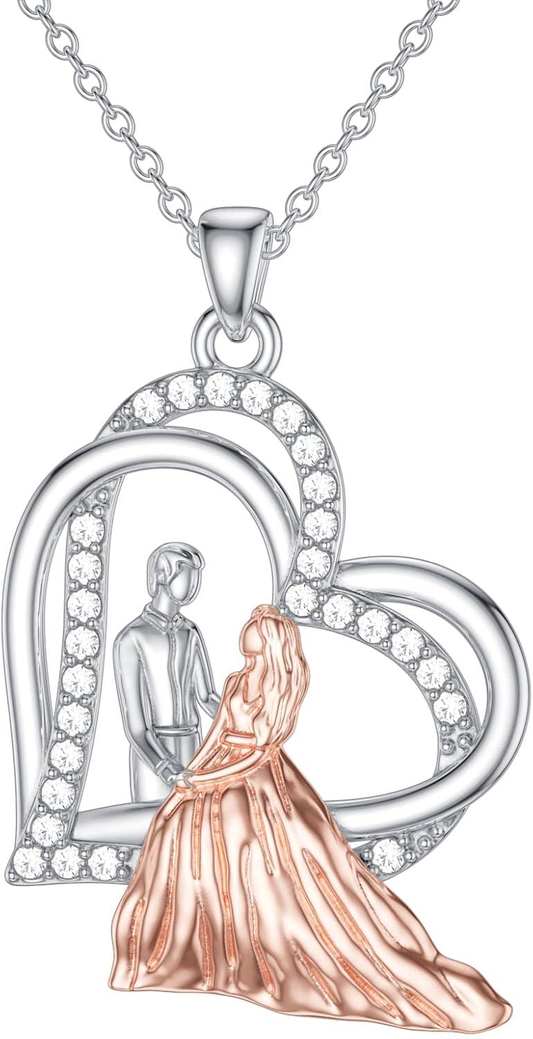 Sterling Silver Sterling Silver Stone Daughter Heart Pendant Necklace from Dad Mom I Love You Forever Jewelry-22-Father Mother Necklace