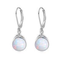 wholesale 925 Sterling Silver Dangle Earrings Wholesale With Black Onyx Stones Elegant Design-White Opal