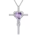 TOUPOP Sterling Silver Alexandrite Cross Pendant Necklace-0-0