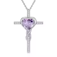 TOUPOP Sterling Silver Alexandrite Cross Pendant Necklace-undefined