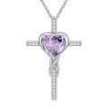 TOUPOP Sterling Silver Alexandrite Cross Pendant Necklace-0-0