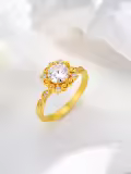TOUPOP 18k Gold Plated Sterling Silver Moissanite Engagement Rings-0-4