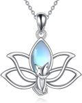 wholesale 925 Sterling Silver Lotus Flower Pendant with Blue Opal and Animal Charms Necklace for Women Girls  48cm Chain Length-0-0