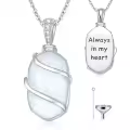 TOUPOP 925 Sterling Silver Gemstone Urn Necklace Memorial Jewelry-0-0