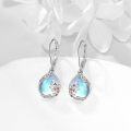 wholesale 925 Sterling Silver Blue Moonstone Birth Flower Filigree Teardrop Dangle Leverback Earrings-0-3