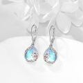 wholesale 925 Sterling Silver Blue Moonstone Birth Flower Filigree Teardrop Dangle Leverback Earrings-0-3