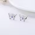 TOUPOP Sterling Silver Crystal Dolphin Butterfly Sea Turtle Frog Axolotl Stud Earrings-0-2