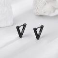 wholesale 925 Sterling Silver Black Cubic Zirconia Triangular Stud Earrings for Women Men Norse  48x36mm-0-3