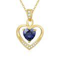 wholesale 14K Gold Heart Necklace with Real Birthstones - Garnet, Amethyst, Aquamarine, Diamond, Emerald, Alexandrite, Ruby, Peridot, Sapphire, Rose Quartz, Citrine, Blue Topaz - Personalized Jewelry Gift for Women-0-0