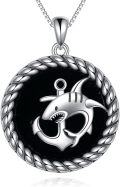 wholesale 925 Sterling Silver Shark Anchor Pendant Necklace for Men Women s 48cm Chain Length-0-0