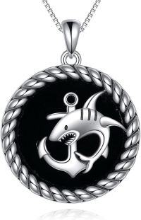 wholesale 925 Sterling Silver Shark Anchor Pendant Necklace for Men Women s 48cm Chain Length-shark necklace for women