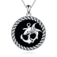 wholesale 925 Sterling Silver Shark Anchor Pendant Necklace for Men Women s 48cm Chain Length-shark necklace for women