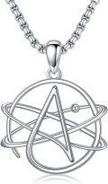 wholesale 925 Sterling Silver Pentagram Atom Pendant Necklaces for Women and Girls-0-0