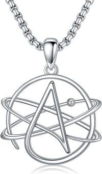 wholesale 925 Sterling Silver Pentagram Atom Pendant Necklaces for Women and Girls-Atheist