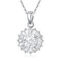 TOUPOP Sterling Silver Cubic Zirconia Circle Pendant Necklace-0-0