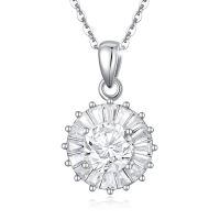 TOUPOP Sterling Silver Cubic Zirconia Circle Pendant Necklace-undefined