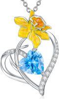 wholesale 925 Sterling Silver Birthstone Flower Necklace for Women-0-0