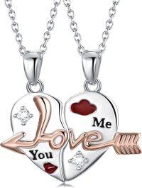 wholesale Sterling Silver Love Arrow Cat Couples Heart Necklaces Gifts for Couples-Love Arrow