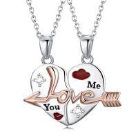 wholesale 925 Sterling Silver Love Arrow Cat Couples Heart Necklaces Gifts for Couples-Love Arrow