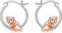 wholesale 925 Sterling Silver Bulldog Hoop Earrings - Adorable Gifts for Girls with Hypoallergenic Material-French Bulldog