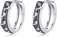 wholesale 925 Sterling Silver Music Note Huggie Hoop Earrings for Women and Girls-Music Note Earrings