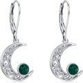 wholesale 925 Sterling Silver Green Moss Agate Crescent Moon Drop Earrings for Women - Hypoallergenic  Set-0-0