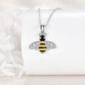 wholesale 925 Sterling Silver Black and Yellow CZ Honeybee Pendant Necklace for Women-0-2