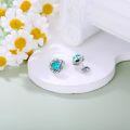 wholesale 925 Sterling Silver Round Turquoise Stud Earrings for Women Boho Style Native American Inspired s 48x36mm-0-3