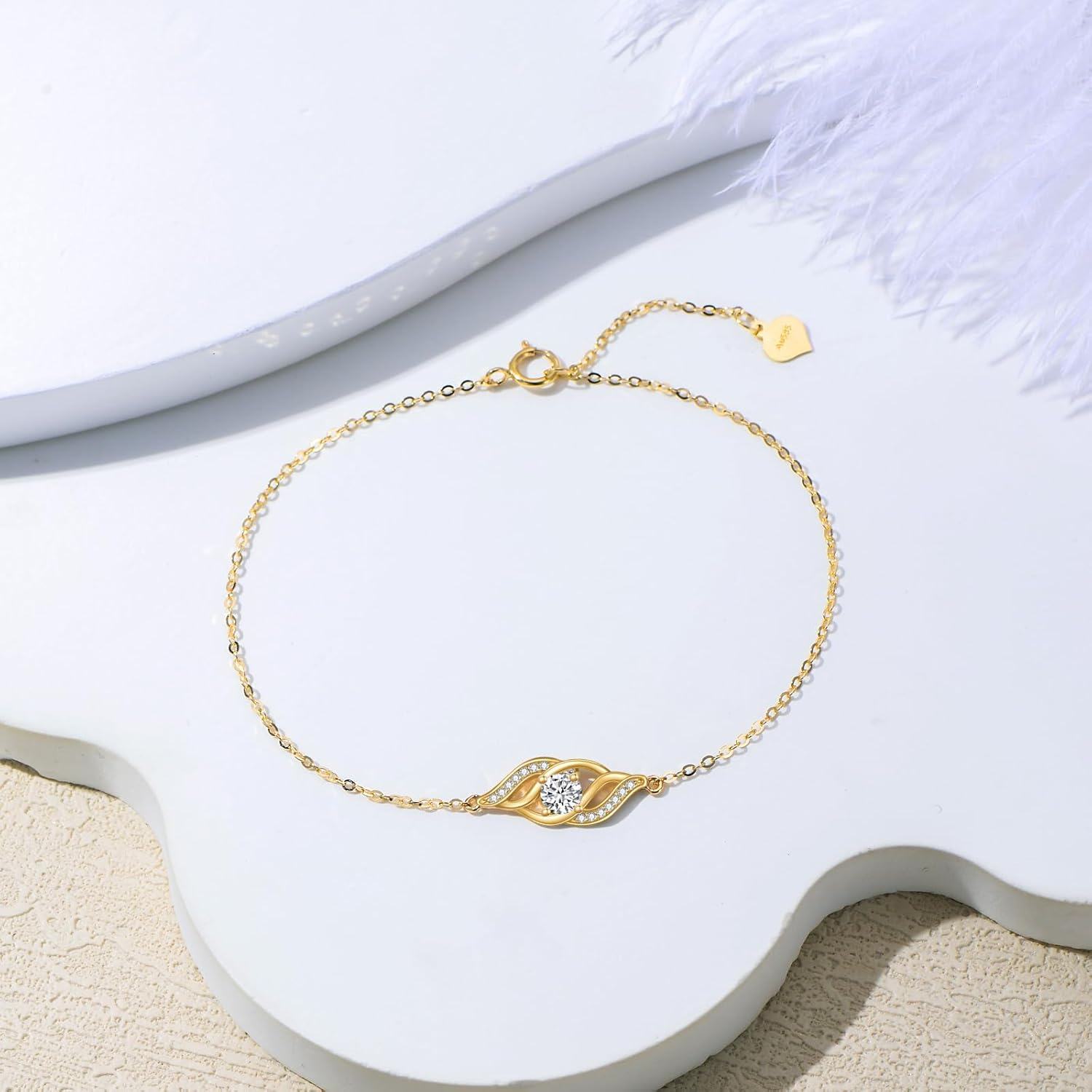 wholesale 18K Gold Diamond Accent Infinity Chain Bracelet for Women Valentines Gifts-0-4