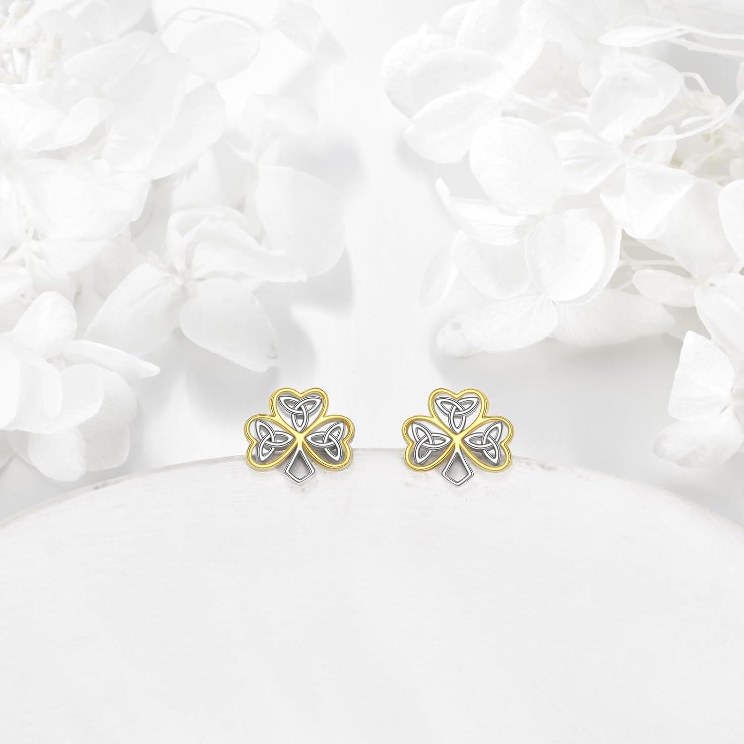 wholesale 925 Sterling Silver Celtic Knot Shamrock Stud Earrings with Evil Eye Design-0-2