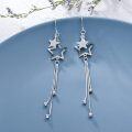 wholesale 925 Sterling Silver Moon & Star Drop Threader Earrings w/ Tassel Chains for Women and Teenagers - Hypoallergenic Jewelry-0-4